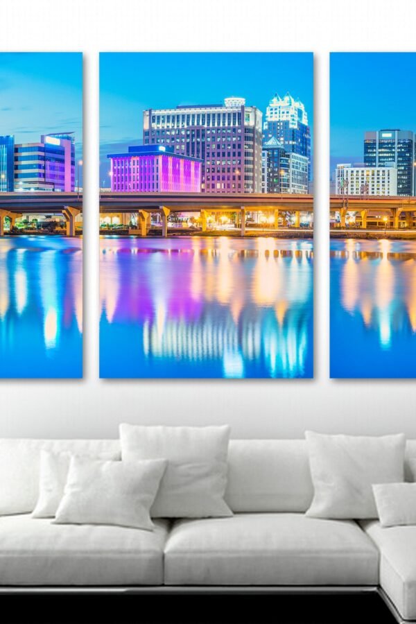 Downtown Orlando Skyline Wall Art Canvas Print. Orlando, Florida Wall Art Cityscape Giclee Print For Home Decor, Interior Design