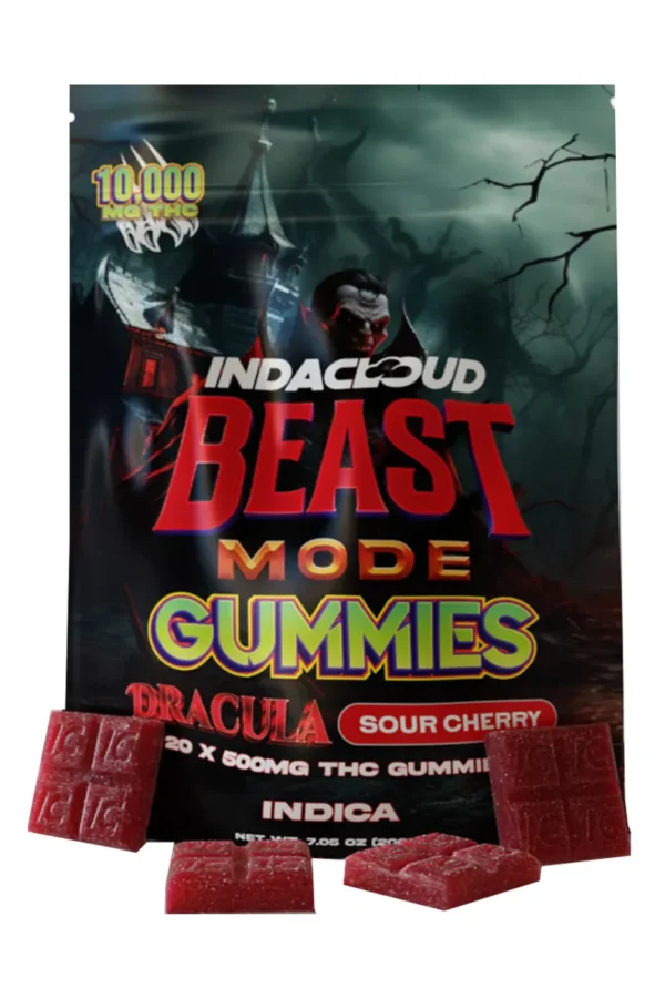 Dracula Sour Cherry IndaCloud Beast Mode Gummies 20ct 10000MG