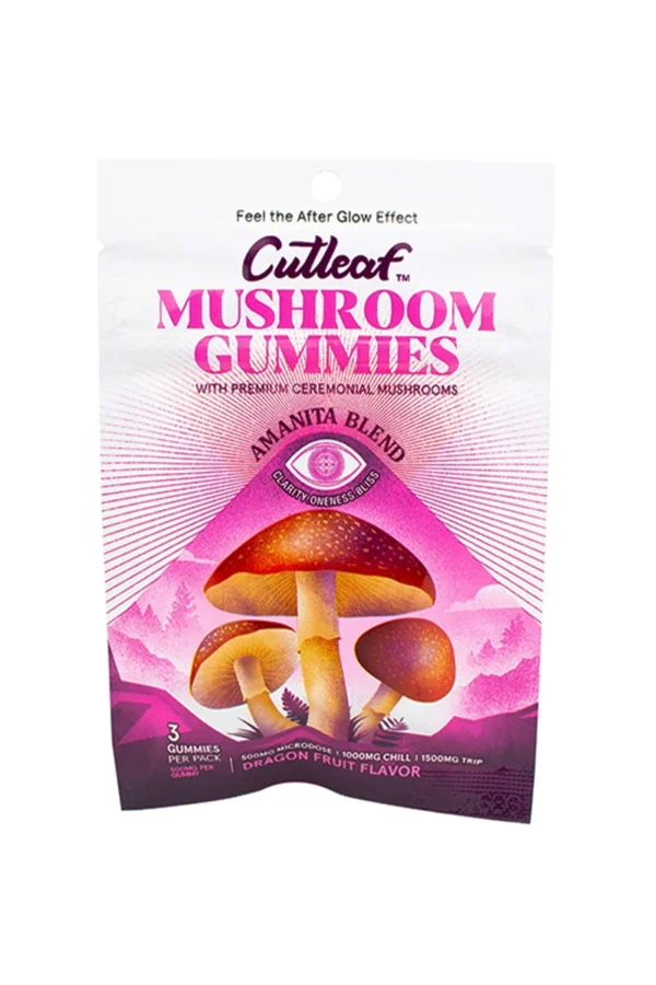 Dragon Fruit Cutleaf Mushroom Gummies Amanita Blend 500mg