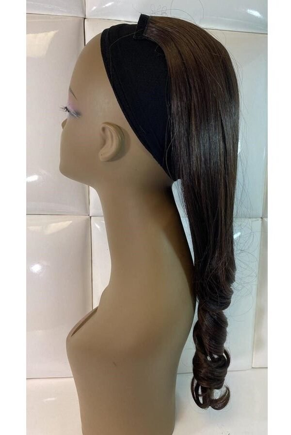 Drawstring Ponytail Extension Chocolate Medium Brown Long Loose Curls Curly Synthetic Natural Protective Hairstyle Glamorous Hair