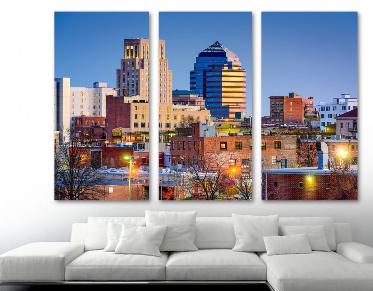 Durham Nc Skyline Wall Art Canvas Print. USA Cityscape Art On Canvas Photography Print - Giclee Home Decor, Wall Interior Design