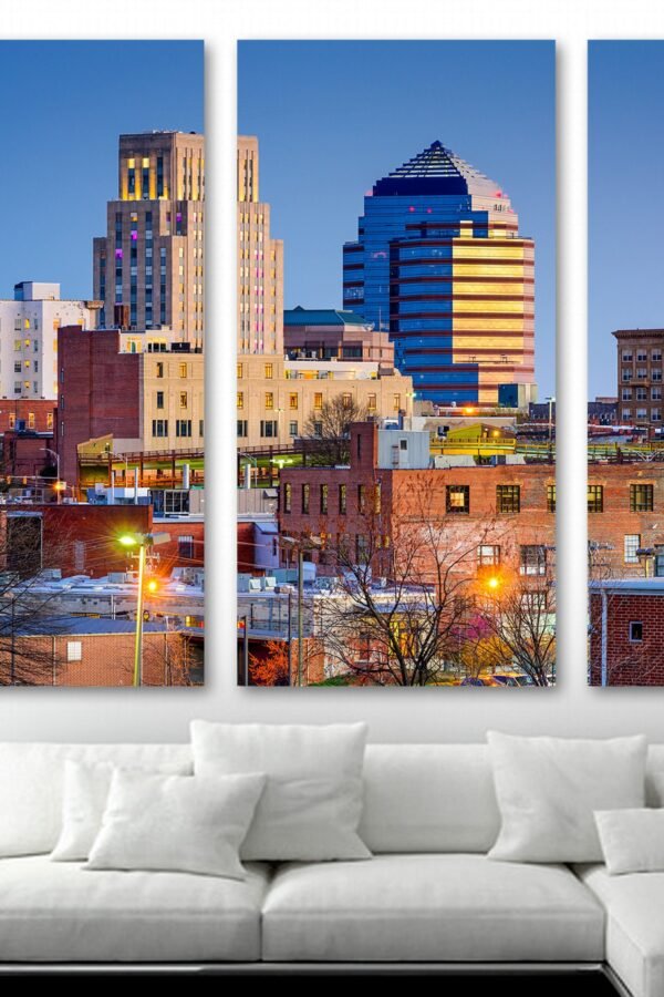 Durham Nc Skyline Wall Art Canvas Print. USA Cityscape Art On Canvas Photography Print - Giclee Home Decor, Wall Interior Design