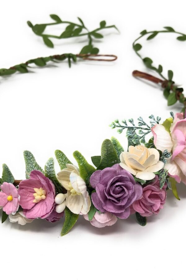 Dusty Pink Flower Crown Burgundy Rose & Berry Headband