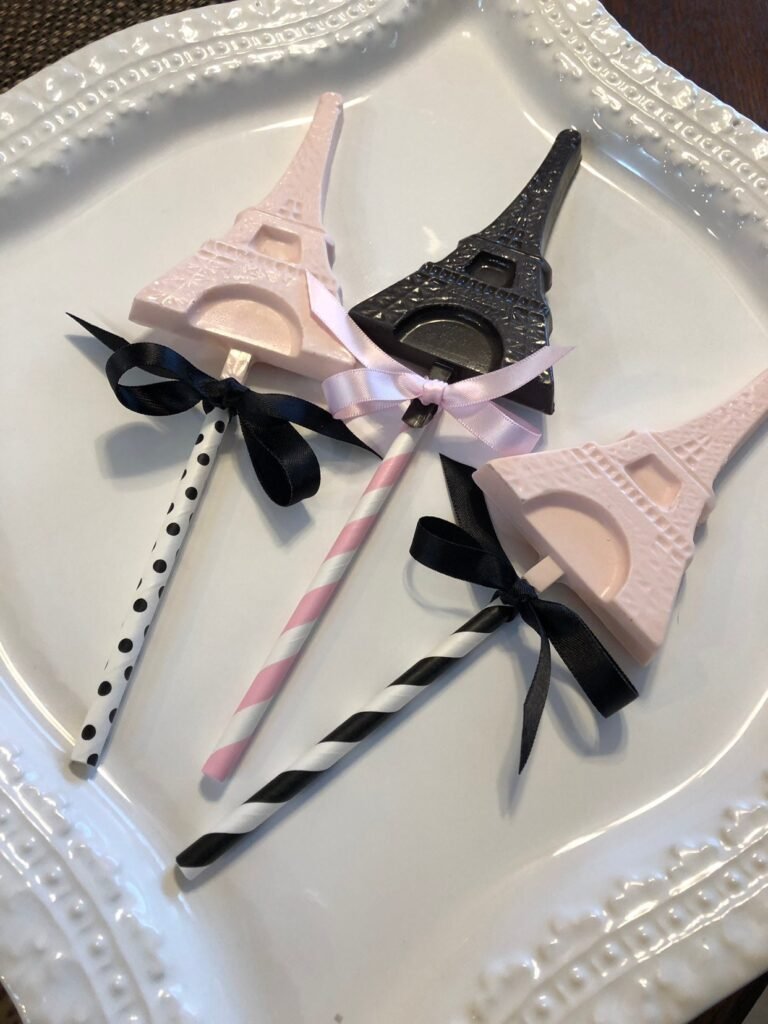 Eiffel Tower Paris Solid Chocolate Lollipops(1 Doz/Sweet 16/Bridal Shower/Wedding/Paris/Girl Birthdays/Baby Shower