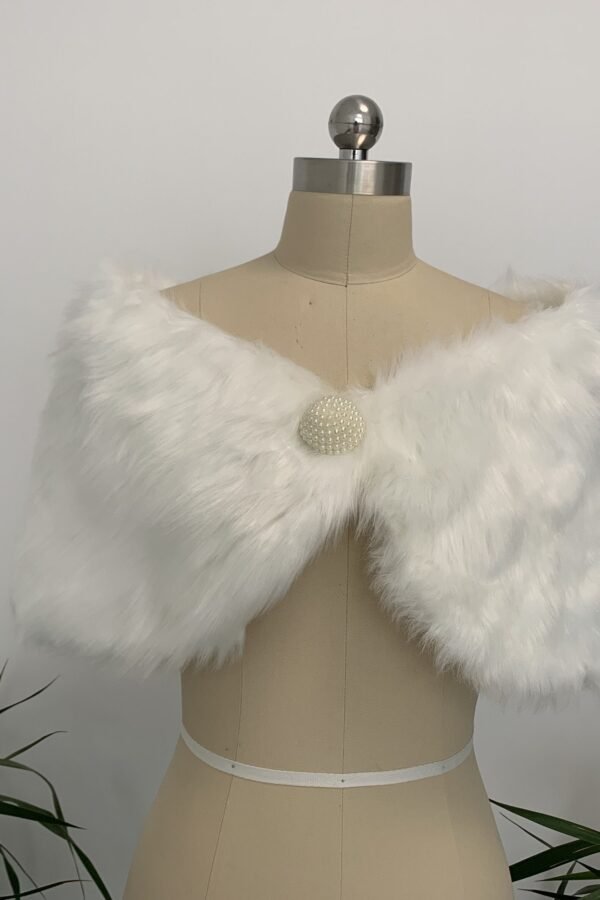 Elegant Faux Fur Wrap Shrug Bolero Shawl Cape Bridal Wedding Jacket White Ivory Shawl/Wrap Stole Shawls