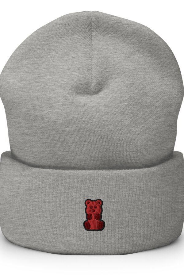 Embroidered Gummy Bear Beanie Knit Cuffed Winter Hat