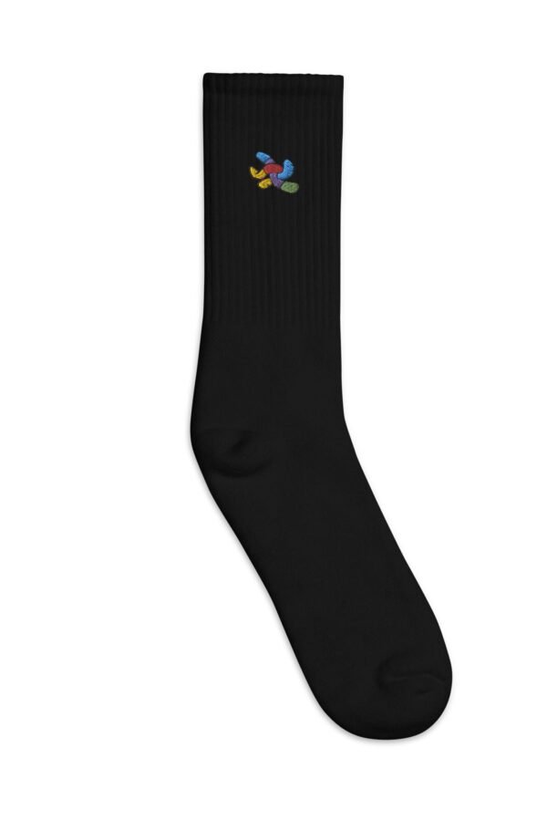 Embroidered Gummy Worm Socks USA Made Cotton Blend