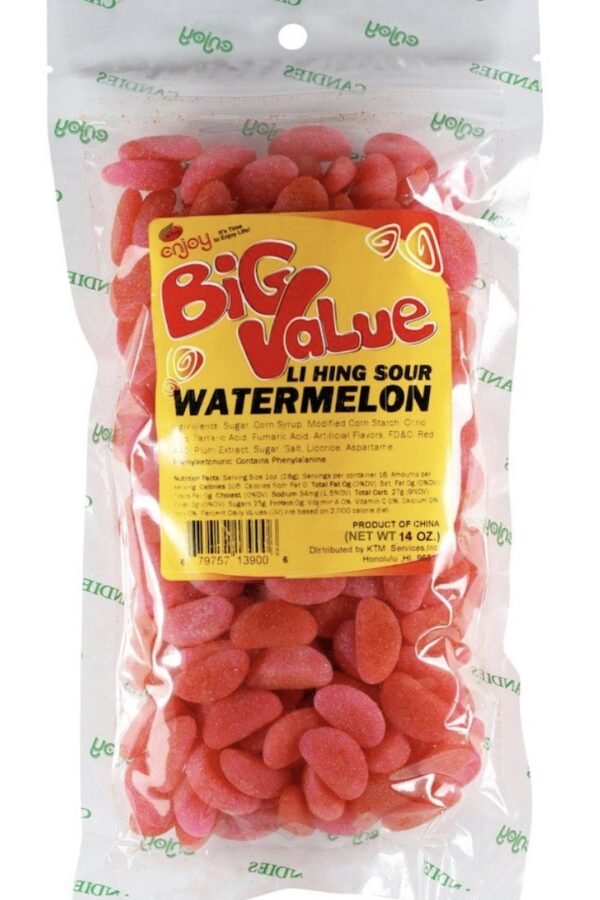 Enjoy Li Hing Mui Sour Watermelon Gummies - Hawaiian Snack 14OZ