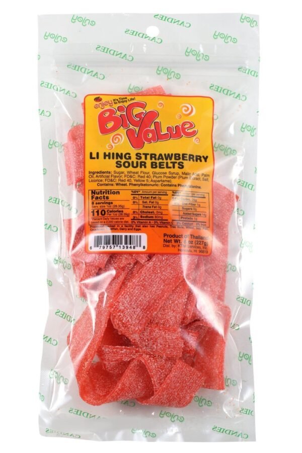 Enjoy Li Hing Strawberry Sour Belts 8 Ounce
