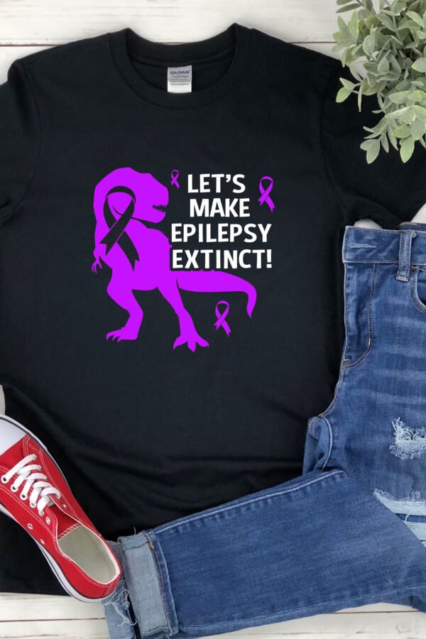 Epilepsy Awareness, Awareness Shirt, Tshirt, Lets Make Extinct, Dinosaur, Purple Ribbon