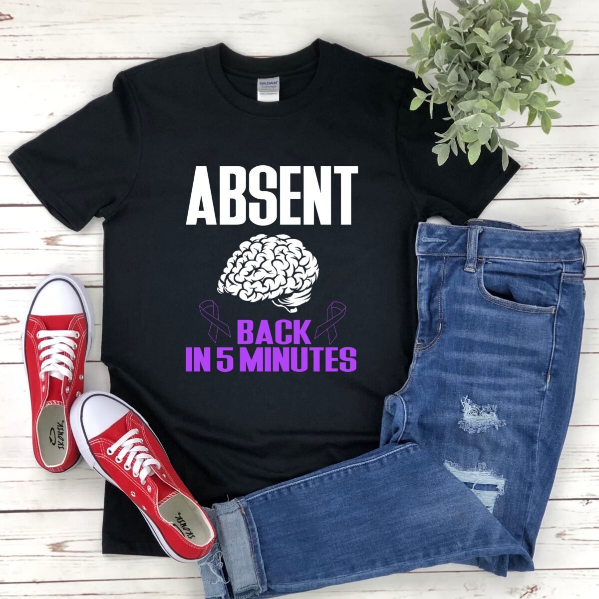 Epilepsy Awareness Shirt, Tshirt, Absent Minded Back in 5 Minutes, Purple Ribbon Funny Shirt