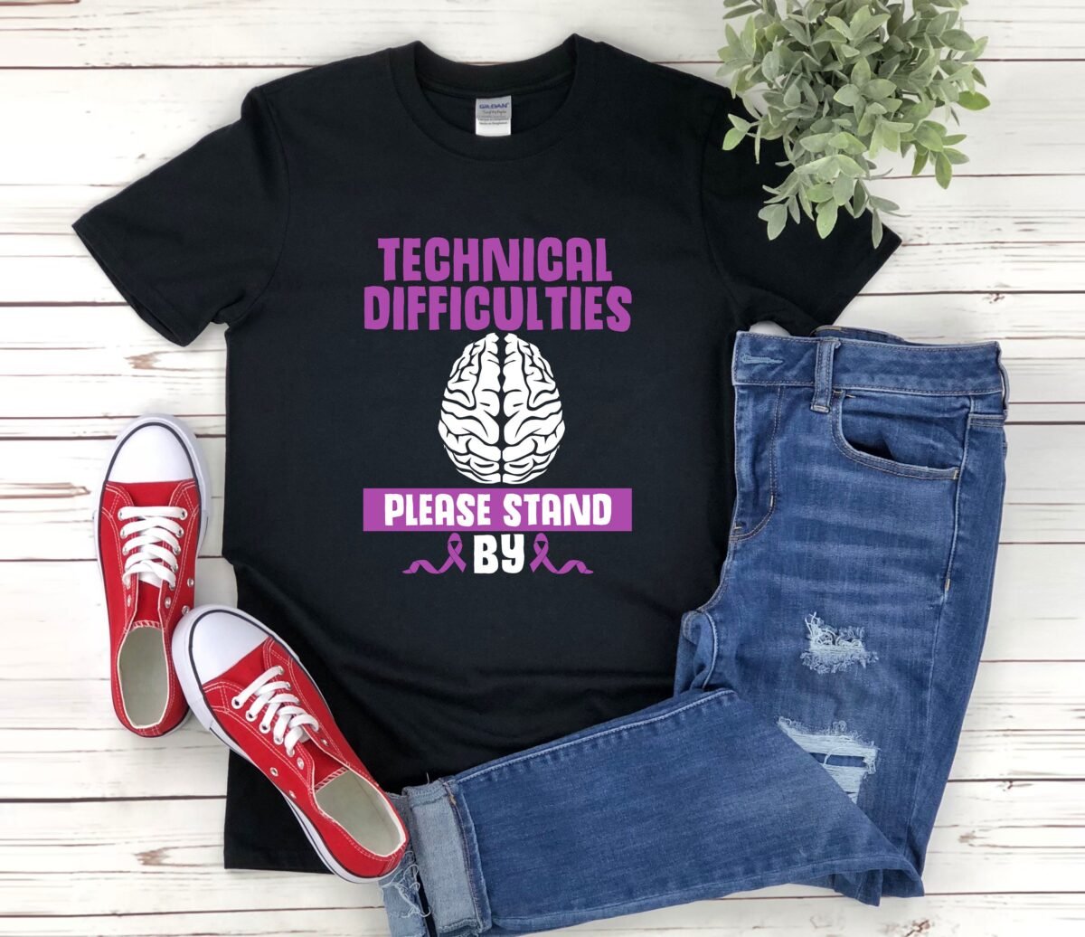 Epilepsy Awareness Shirt, Warrior Technical Difficulties Please Stand By, Purple Ribbon Shirt