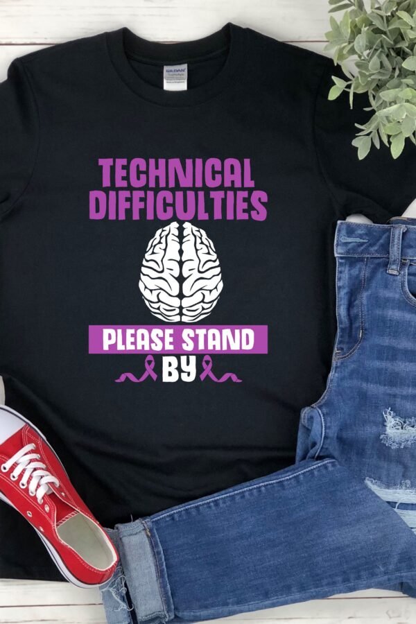 Epilepsy Awareness Shirt, Warrior Technical Difficulties Please Stand By, Purple Ribbon Shirt