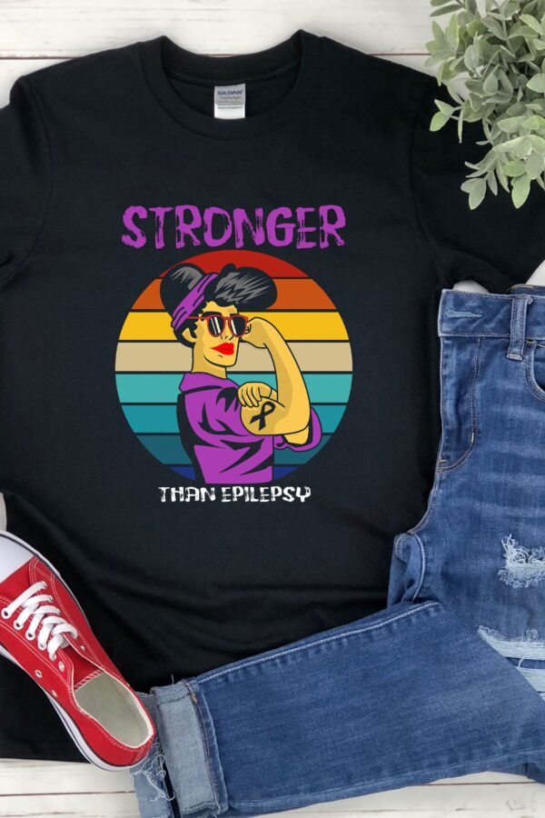 Epilepsy Warrior Shirt, Stronger Than Epilepsy, Strong Women Awareness Retro Shirt Design