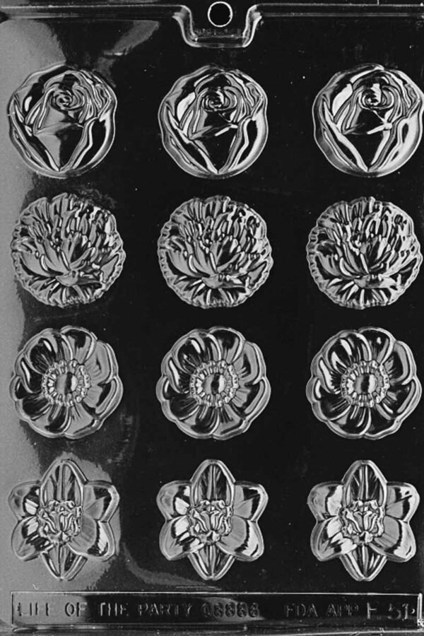 F051 Round Assorted Flower Mint Chocolate Candy Or Soap Mold