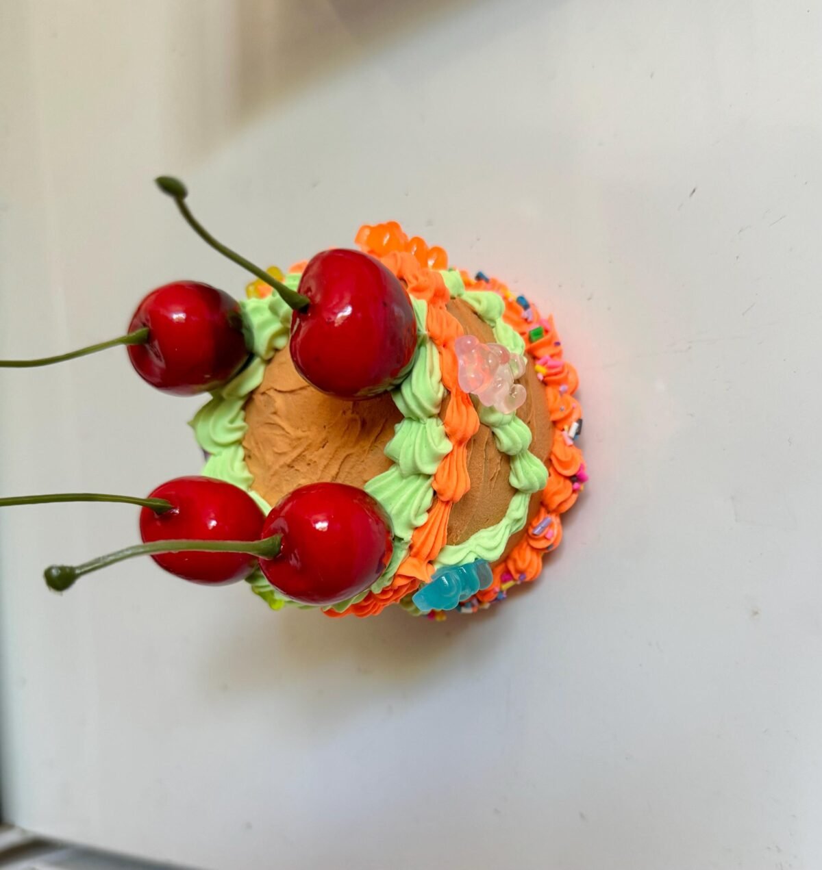 Fake Cake Cupcake Magnet ~ Choc With Gummy Bears Cherries