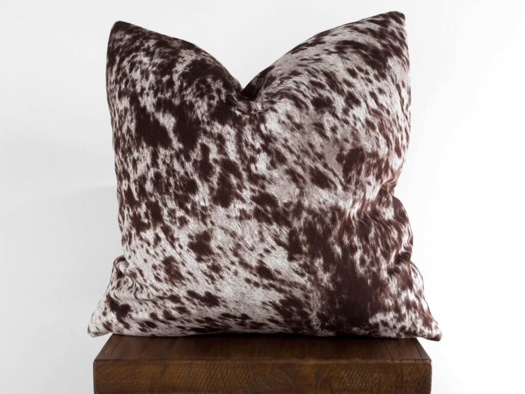 Faux Cowhide Pillow Cover - Chocolate Brown Natural Salt & Pepper Soft Micro Velvet | Modern Farmhouse Country Choose Size