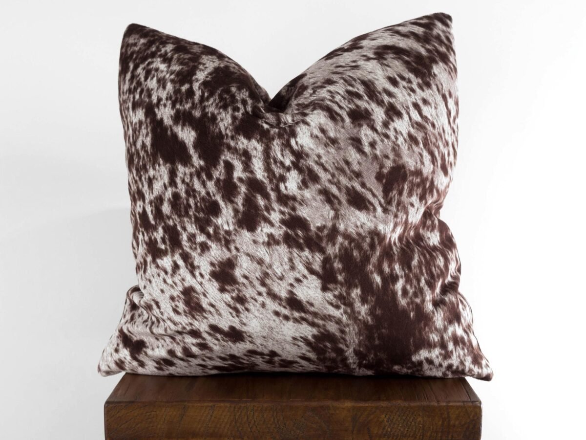 Faux Cowhide Pillow Cover - Chocolate Brown Natural Salt & Pepper Soft Micro Velvet | Modern Farmhouse Country Choose Size