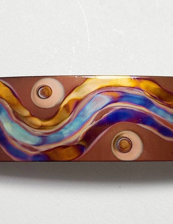 Flame Painted Copper Barrette, Hair Accessory, Beautiful 4 Inch 7Th Anniversary Gift, French Southwest
