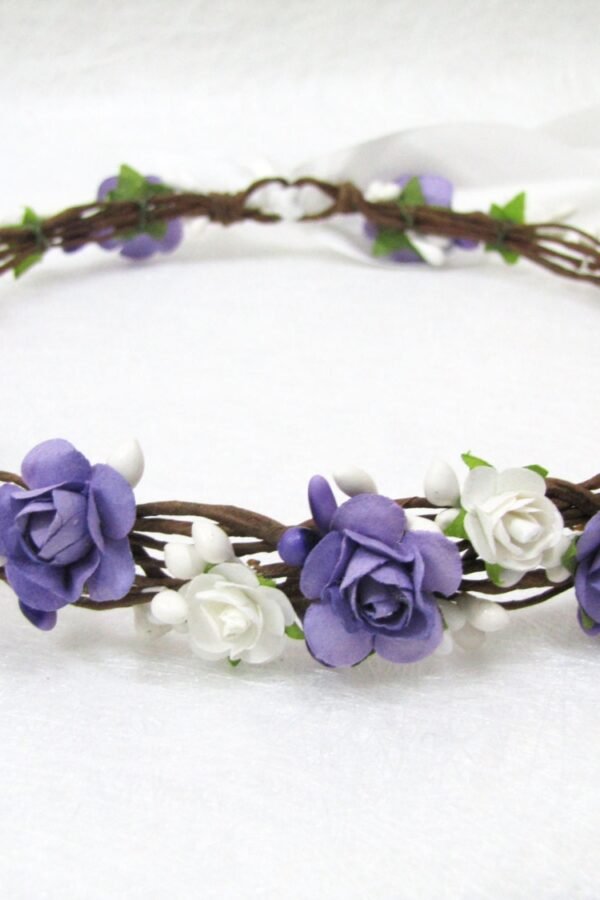 Floral Crown, Two Flower Color Headband, Head Wreath, Wedding Bridesmaid Girls Crown