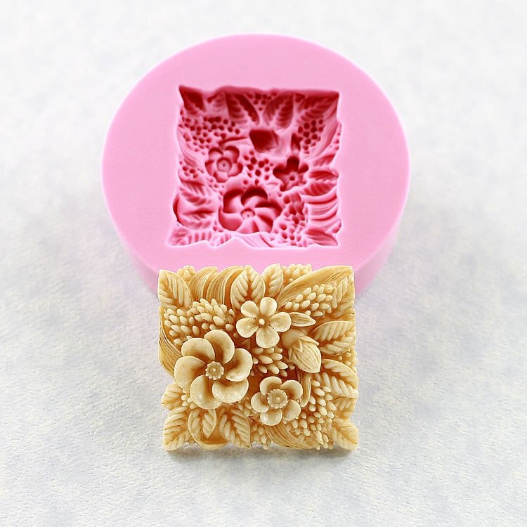 Flower Tile Silicone Mold Mould Polymer Clay Resin Soap Wax Chocolate Fondant Butter | 305