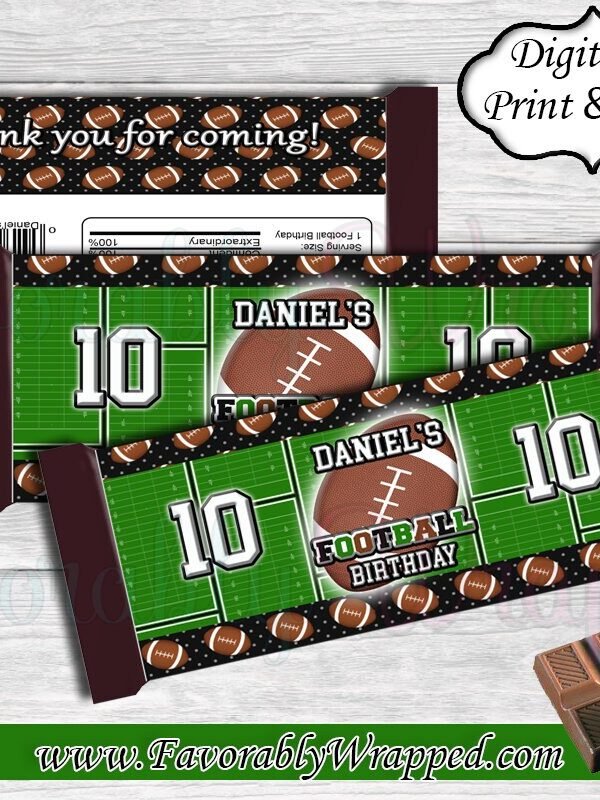 Football Chocolate Bar Wrapper-Candy Wrapper-Football Birthday-Football Party-Football-Football Baby Shower-Football Candy Wrapper