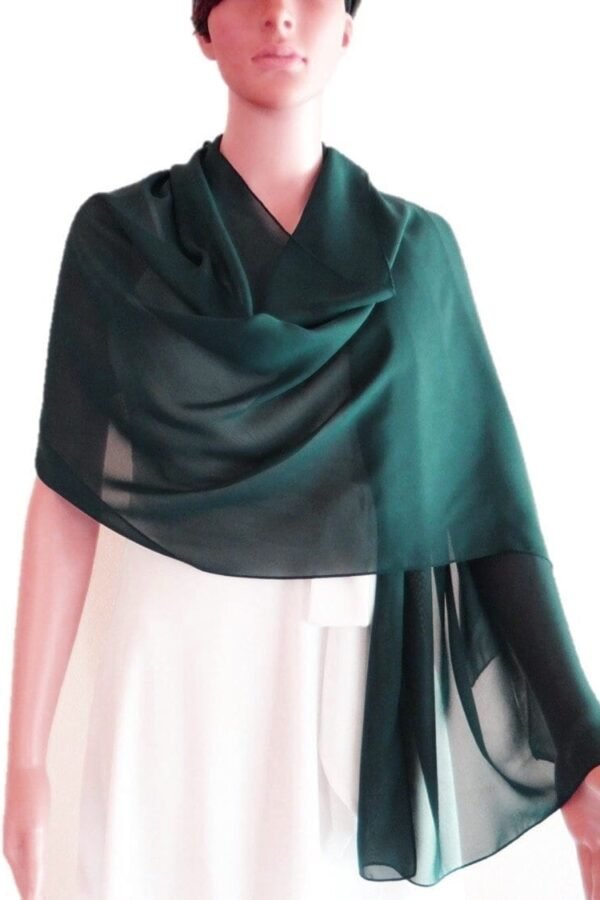 Forest Green Shawl. Wrap Scarf. Long Chiffon Scarf. Soft