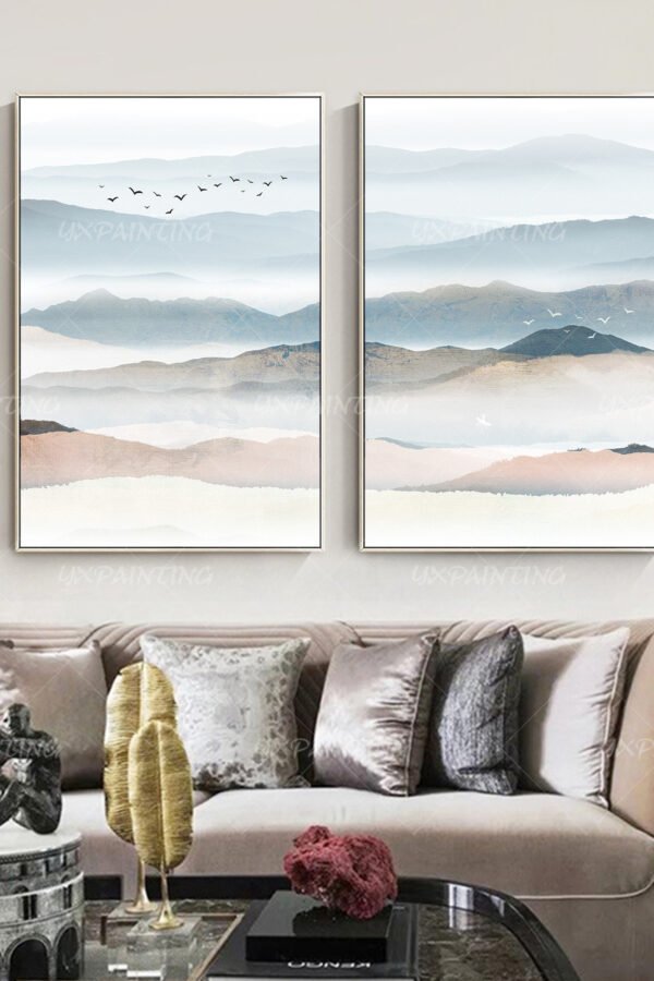 Frame Wall Art Set Of 2 Print Water Color Prints Mountain Framed Abstract Set Canvas Pieces Wall Pictures Framed Prints