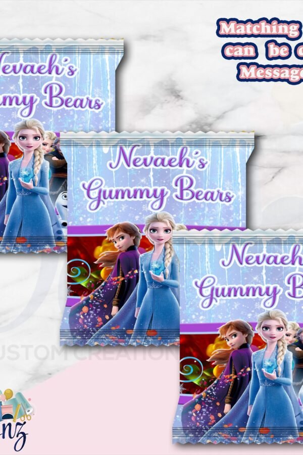 Frozen 2 Birthday Party Gummy Bears, Birthday, Theme, Anna, Elsa, Olaf, Anna & Elza, Gb