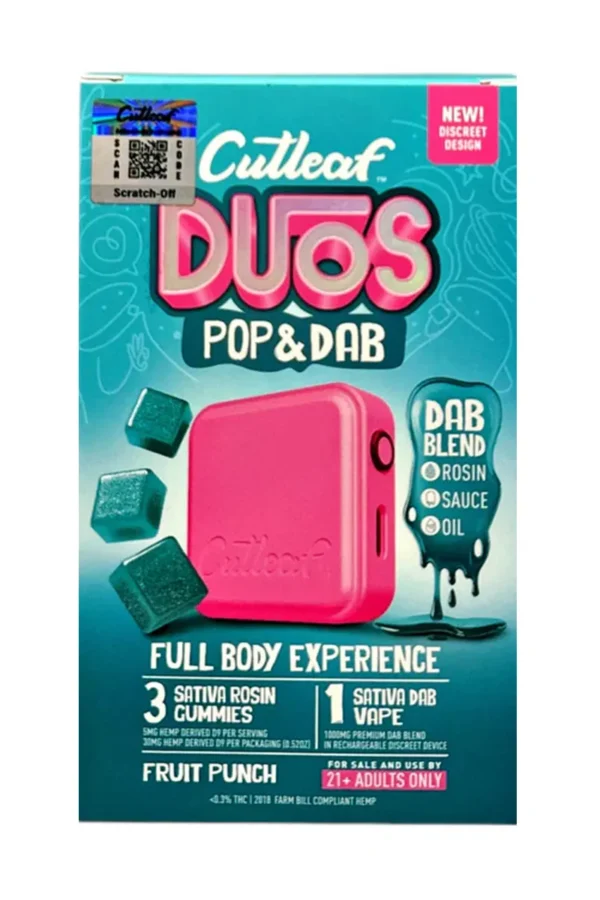 Fruit Punch Cutleaf Duos Pop & Dab Vape 1ct x Gummies 3ct