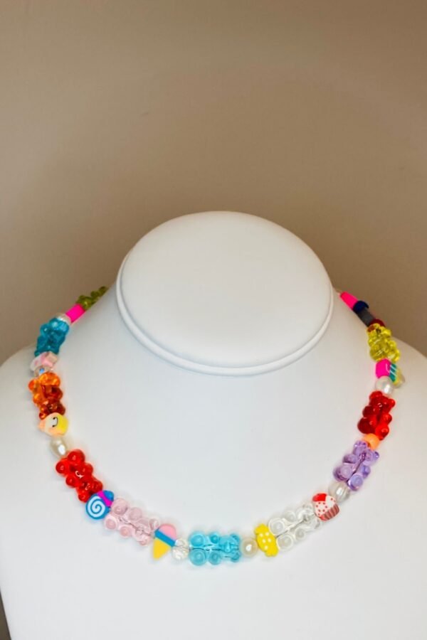 Fun Candy Ice Cream Gummy Bears Cupcake Y2K Beaded Necklace/90S Sweets Retro Freshwater Pearls Whimsical Unique