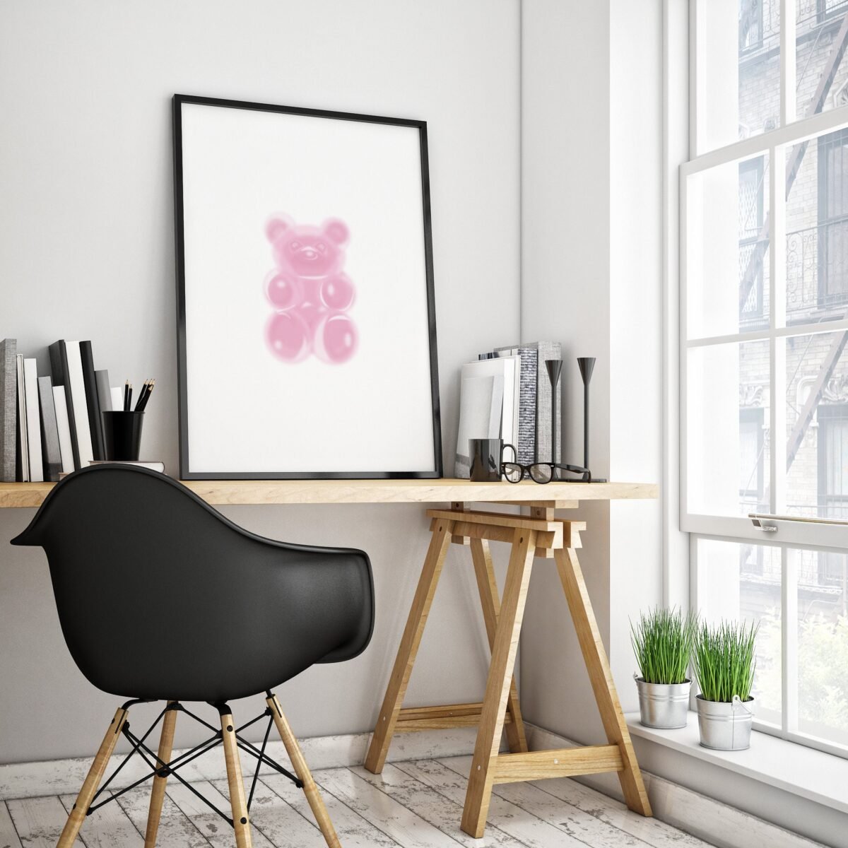 Funky Gummy Bear Strawberry | Light Pink Trendy Poster | Multiple Sizes Available