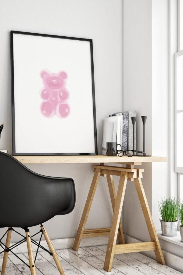 Funky Gummy Bear Strawberry | Light Pink Trendy Poster | Multiple Sizes Available
