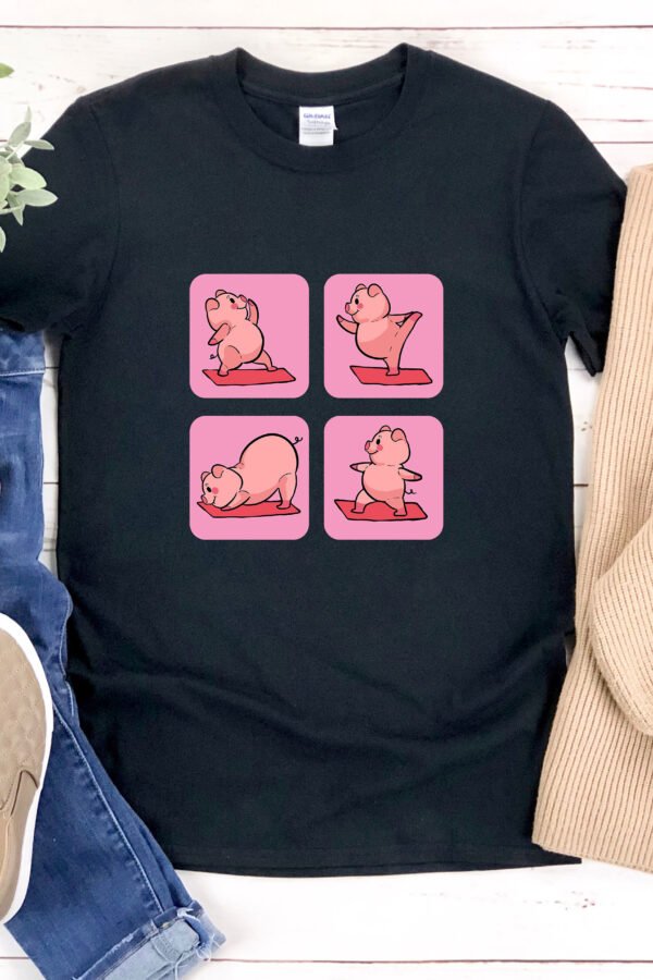 Funny Yoga Shirt, Pig Yoga, Meditation Gift, Cute Workout, Shirt Women Funny, Fitness