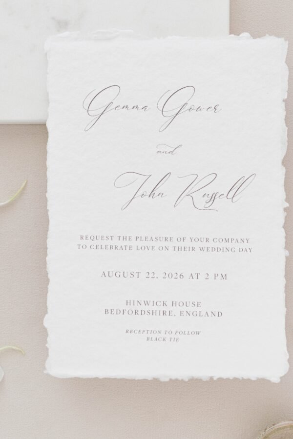 Gemma Wedding Invitations - Sample, Handmade Paper, Invites, Paper Destination Deckled Edge