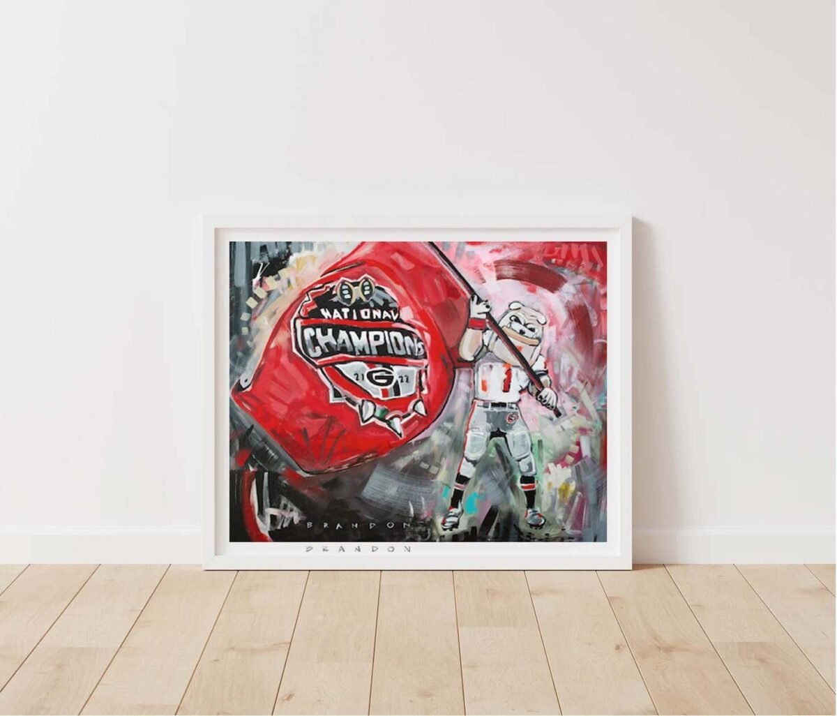 Georgia Bulldogs Back 2 National Championship "Hairy With The Flag" | Archival-Quality Print