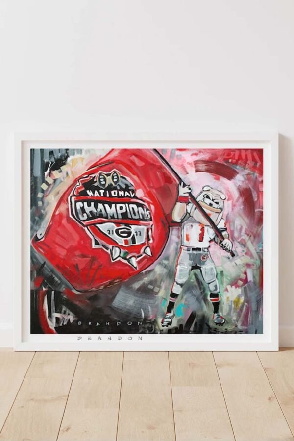 Georgia Bulldogs Back 2 National Championship "Hairy With The Flag" | Archival-Quality Print