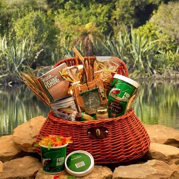 Gift Baskets For Him The Fisherman's Fishing Creel Care Package Fisherman Snack Box Gifts Lover