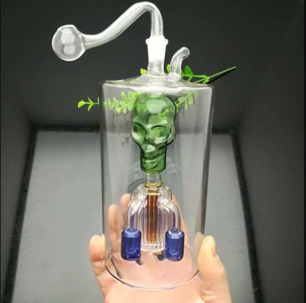 Glass Pipes Smoking blown hookah Manufacture Hand-blown bongs Large upper skull and lower four claw filtered glass water pipe