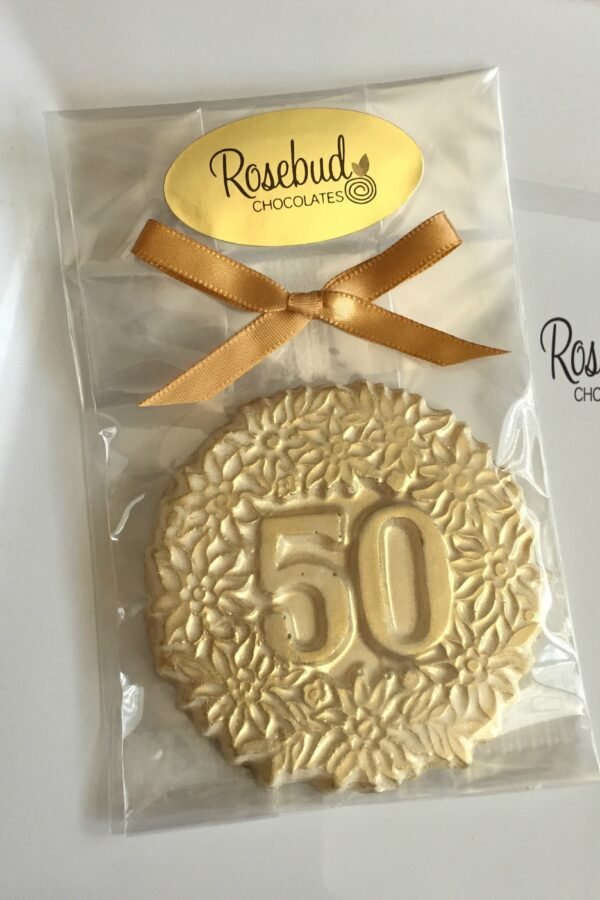 Gold Dusted Chocolate 50Th Birthday Party Favors - Floral Design | 12 Ct