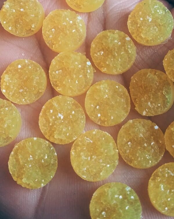 Golden Honey 11.5-12mm Faux Druzy Nugget Cabochons 10Pcs L Earring Making Jewelry Supplies, Cabochon Diy Supply Charms