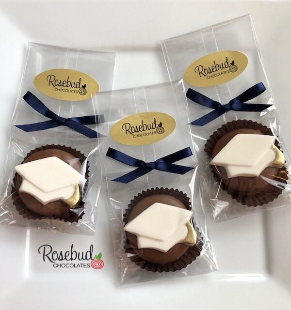 Graduation Cap Chocolate Covered Oreo Favors - Gold Tassel Set Of 12