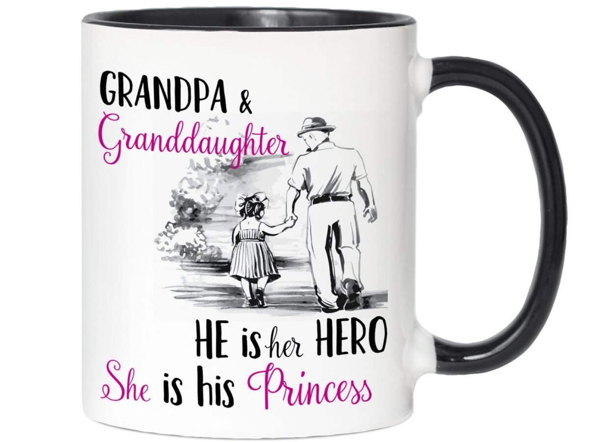 Grandpa & Granddaughter Coffee Mug Tea Cup Hot Chocolate White Ceramic 11Oz 15 Oz Great Gift Idea For A Grandfather | Any Occasion