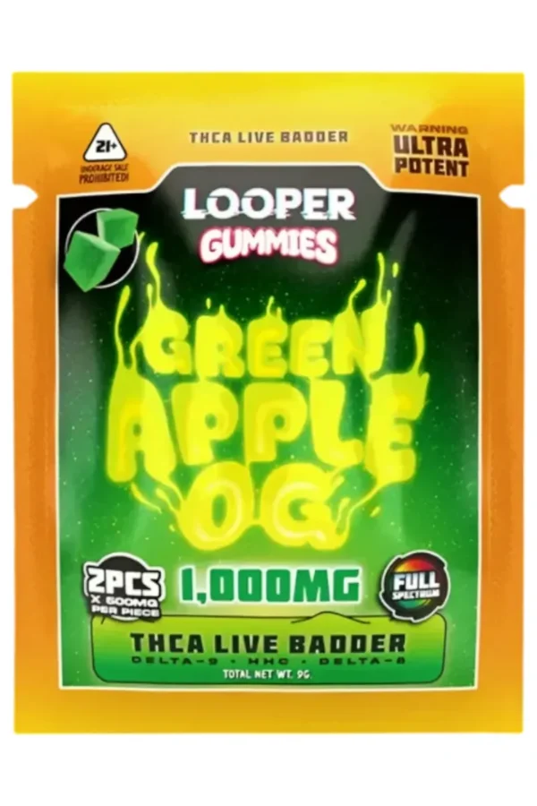 Green Apple OG Looper THCA+Delta-9+HHC+Delta-8 Gummies 2ct 1000mg