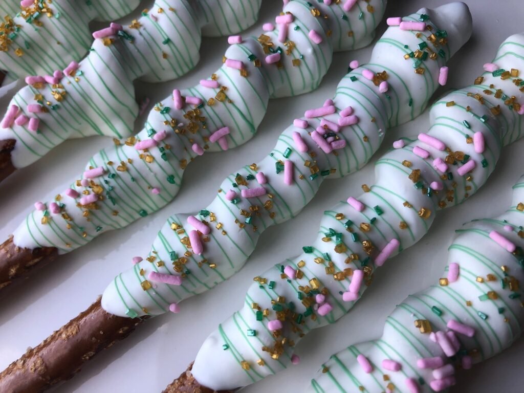 Greenery Floral Chocolate Pretzels, Wedding Decor, Baby Shower Favors, Succulent Cookies, Shower