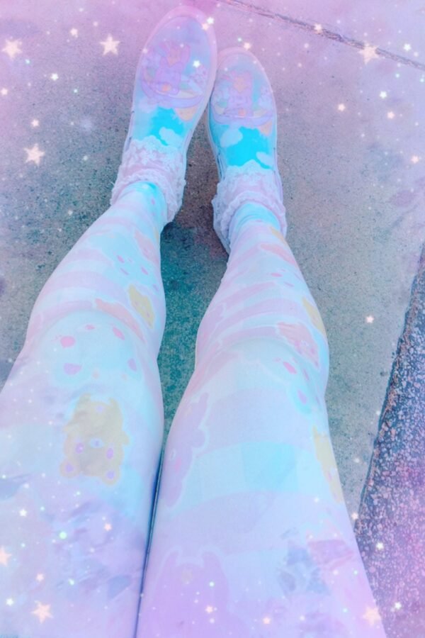 Gummy Bear Alien Gingham Leggings, Fairy Kei Pastel Leggings | Made To Order