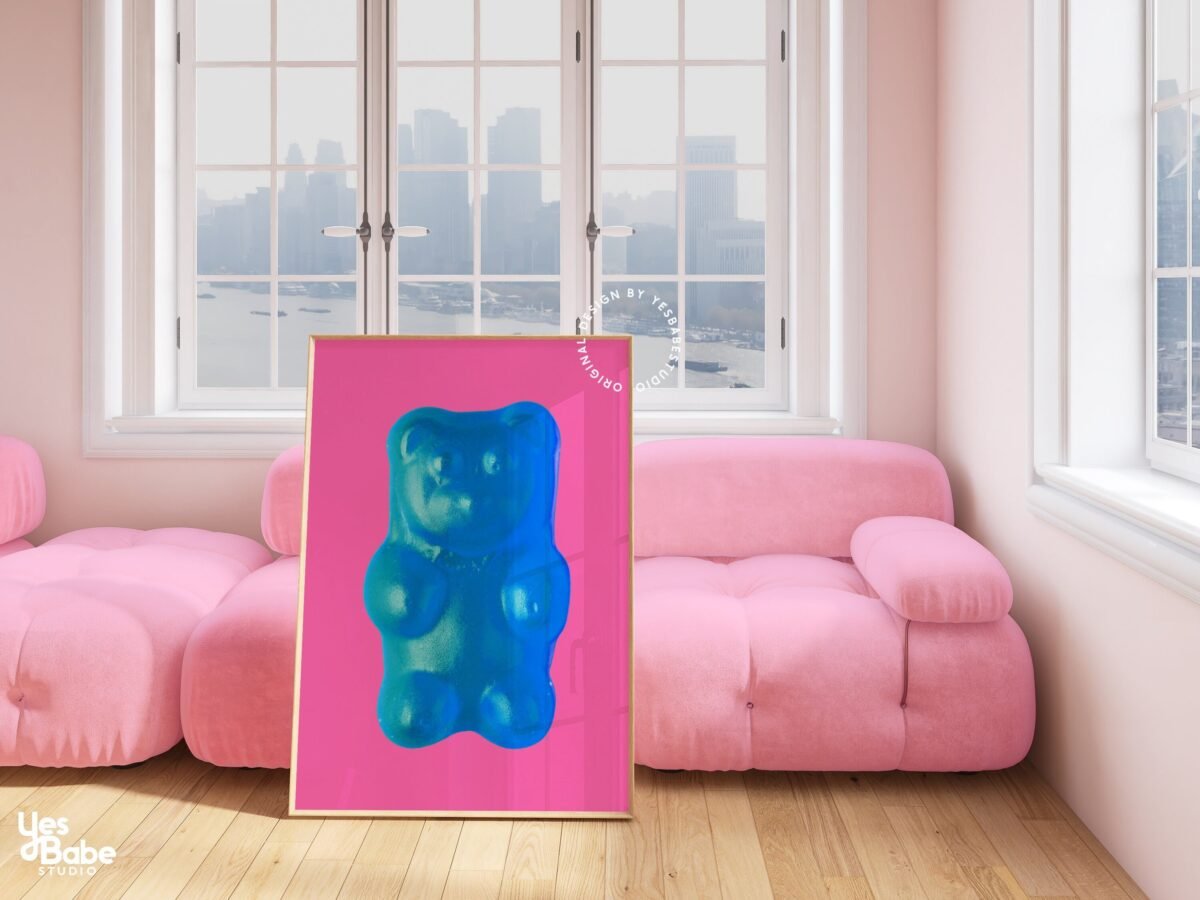 Gummy Bear Art, Dopamine Decor, Candy Themed Maximalist Wall Funky Kitchen Prints, Quirky Prints, Candy Heart