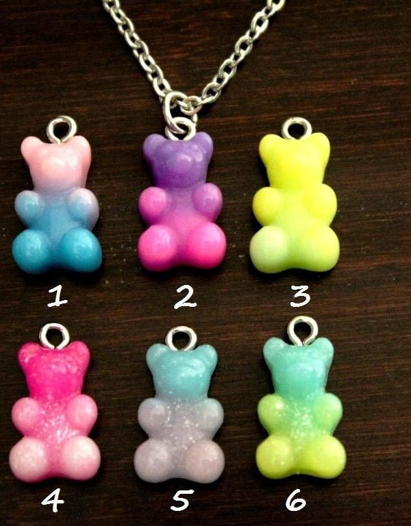 Gummy Bear Necklace-Tie Dye - Gummie Necklace-Gummy Jewelry-Candy Lover Necklace-Candy Jewelry-Colored Bear-I/B/H