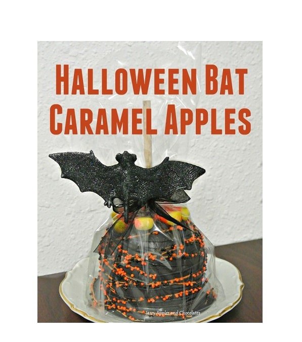 Halloween Caramel Apples, Black Bat, Candy