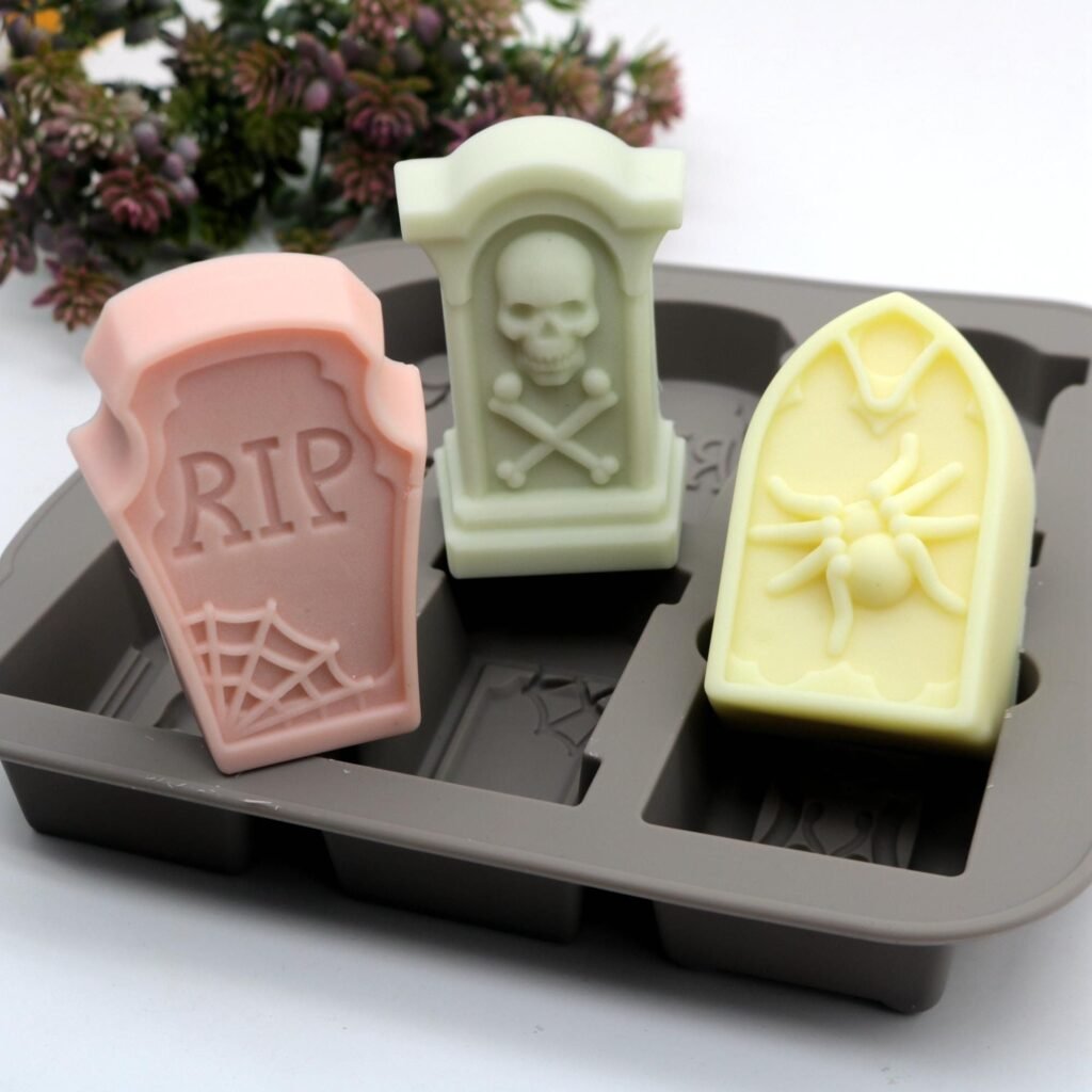 Halloween Tombstone Silicone Mold Mousse Cake, Chocolate, Jelly, Ice, Soap Making 6-Cavity